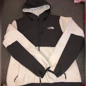 North Face fleece hooded zip up jacket.